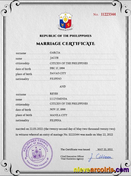 Philippines marriage certificate
